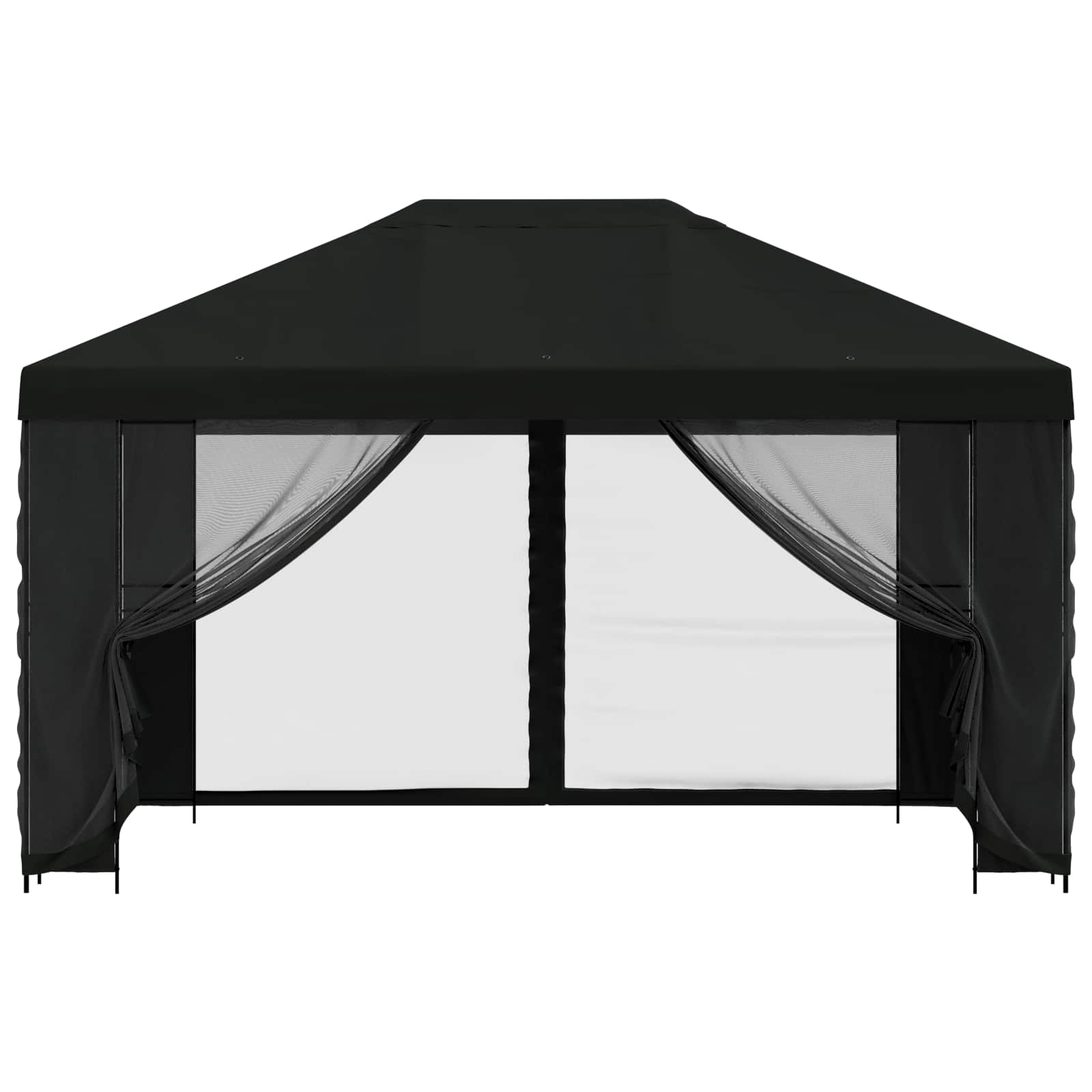 Paviljoen met zijwanden 4 × 3 m Zwart Polyester en staal image 5