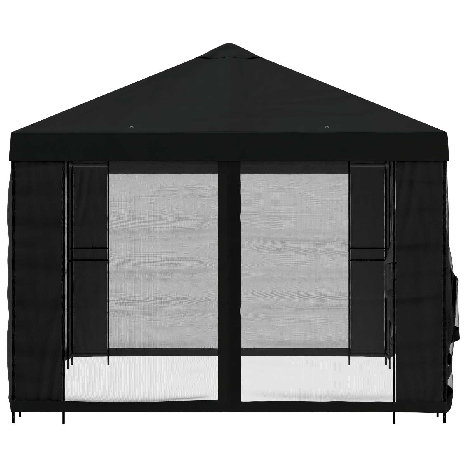 Paviljoen met zijwanden 4 × 3 m Zwart Polyester en staal image 6