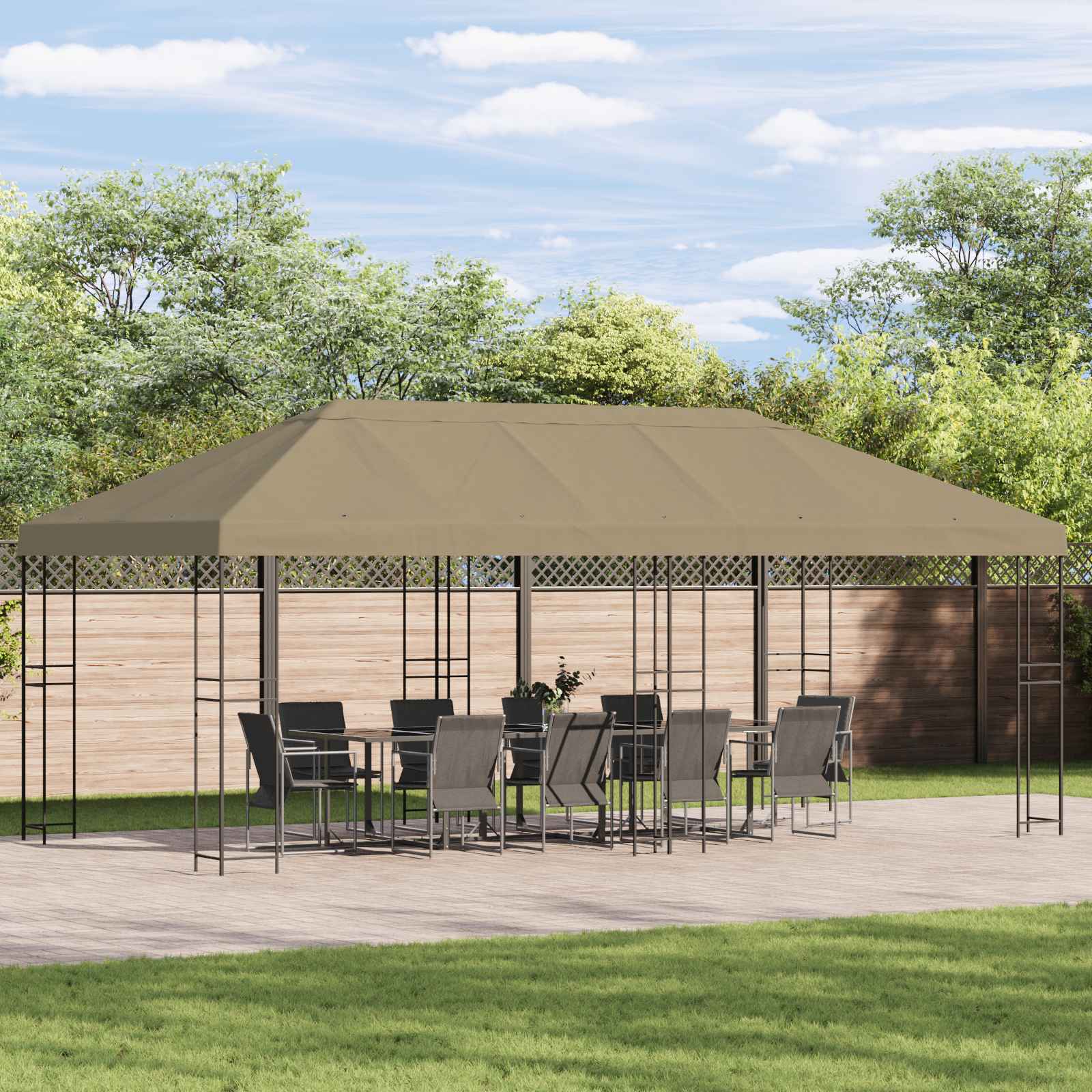 Gazebo Luifel Dekking 6 x 3 m Beige Polyester 190 image 1