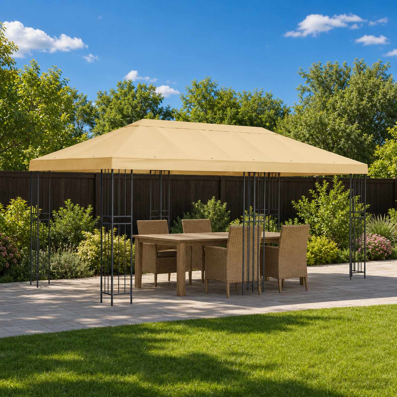 Gazebo Luifel Dekking 6 x 3 m Crèmekleurig Polyester 190 image 1