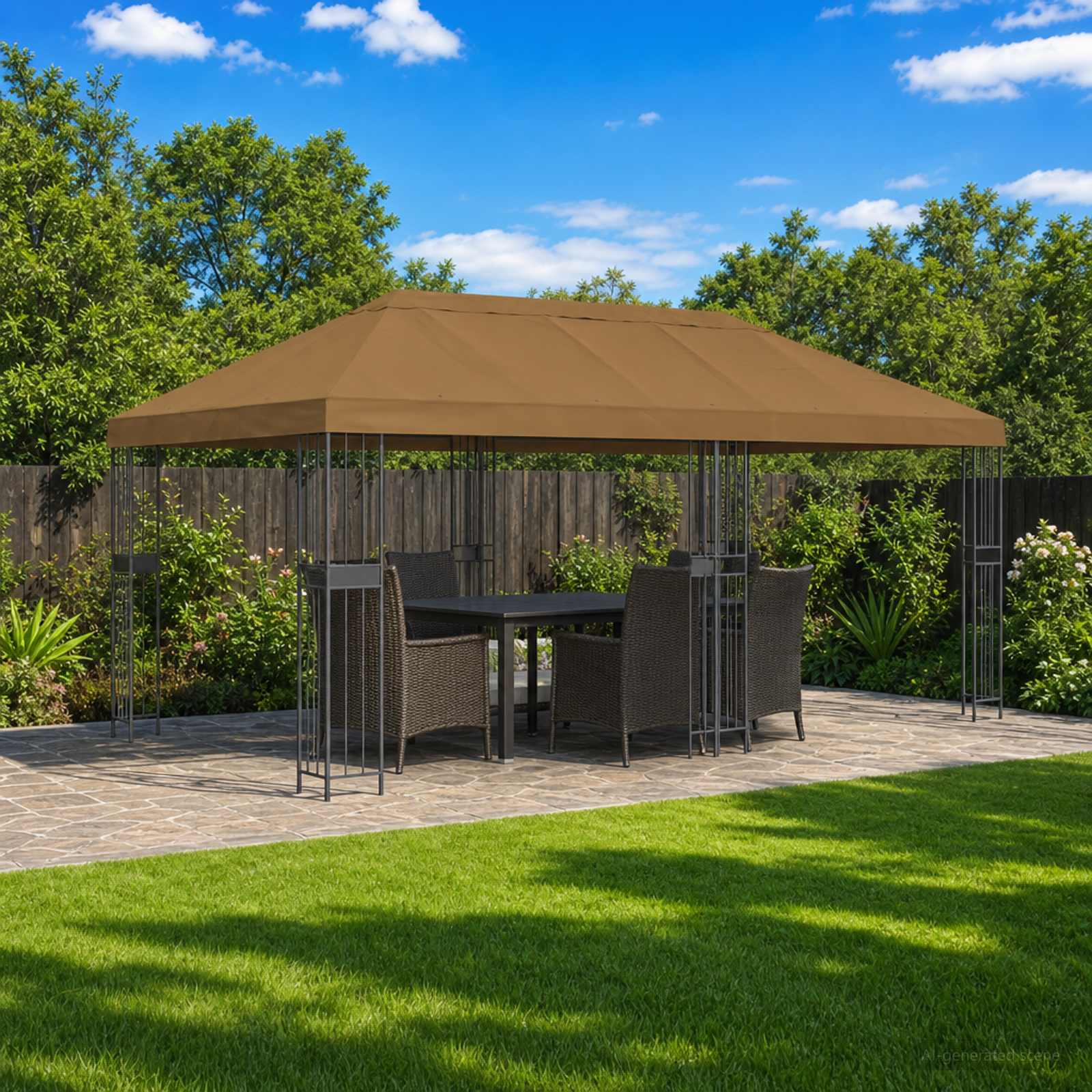 Gazebo Luifel Dekking 6 x 3 m Taupe Polyester 190 image 1