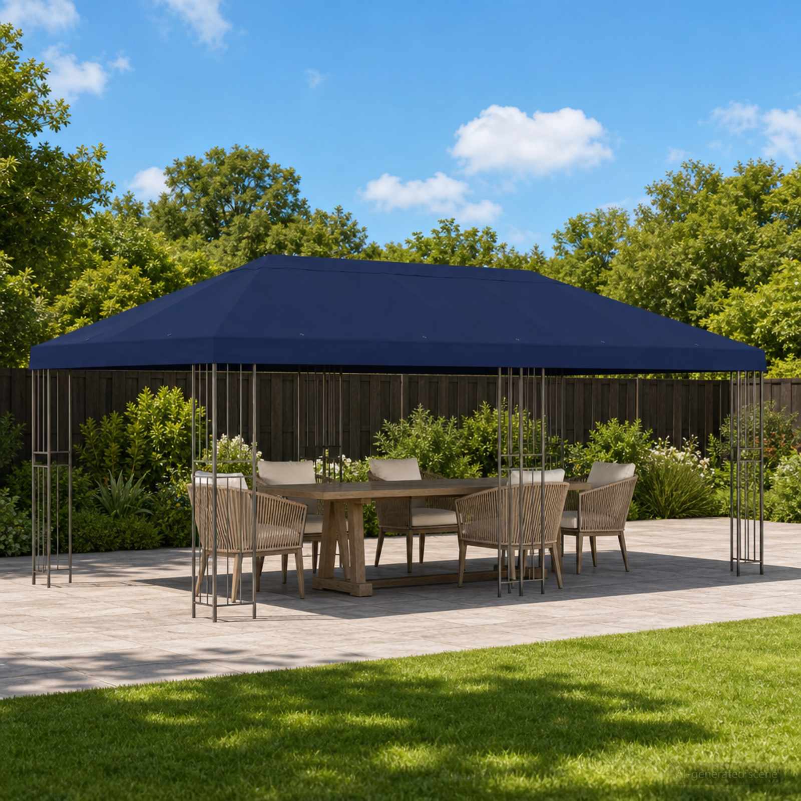 Gazebo Luifel Dekking 6 x 3 m Blauw Polyester 190 image 1