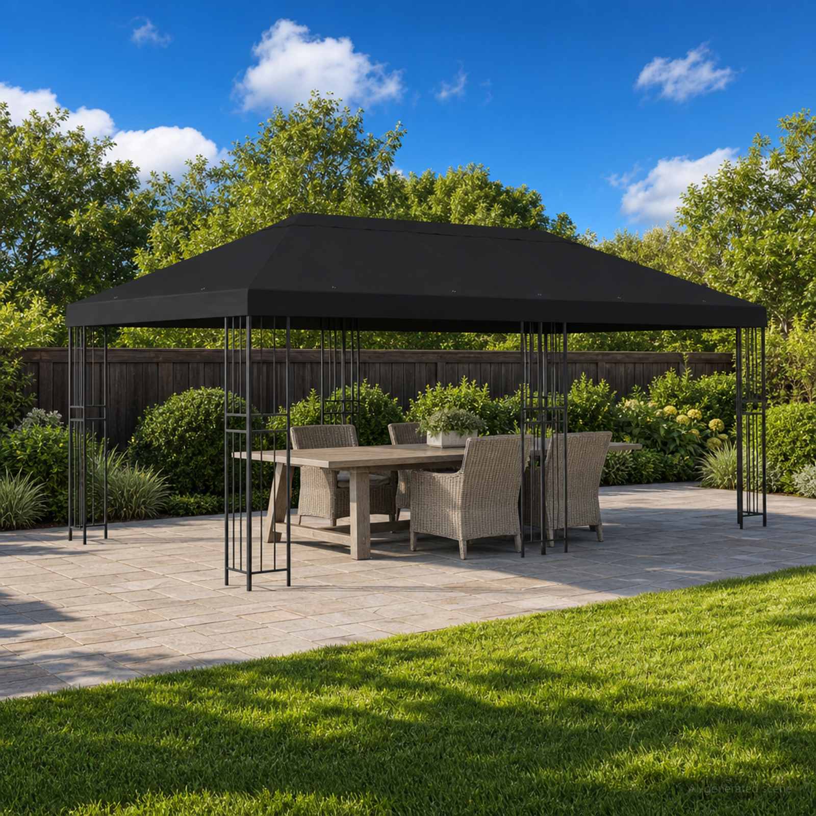 Gazebo Luifel Dekking 6 x 3 m Zwart Polyester 190 image 1