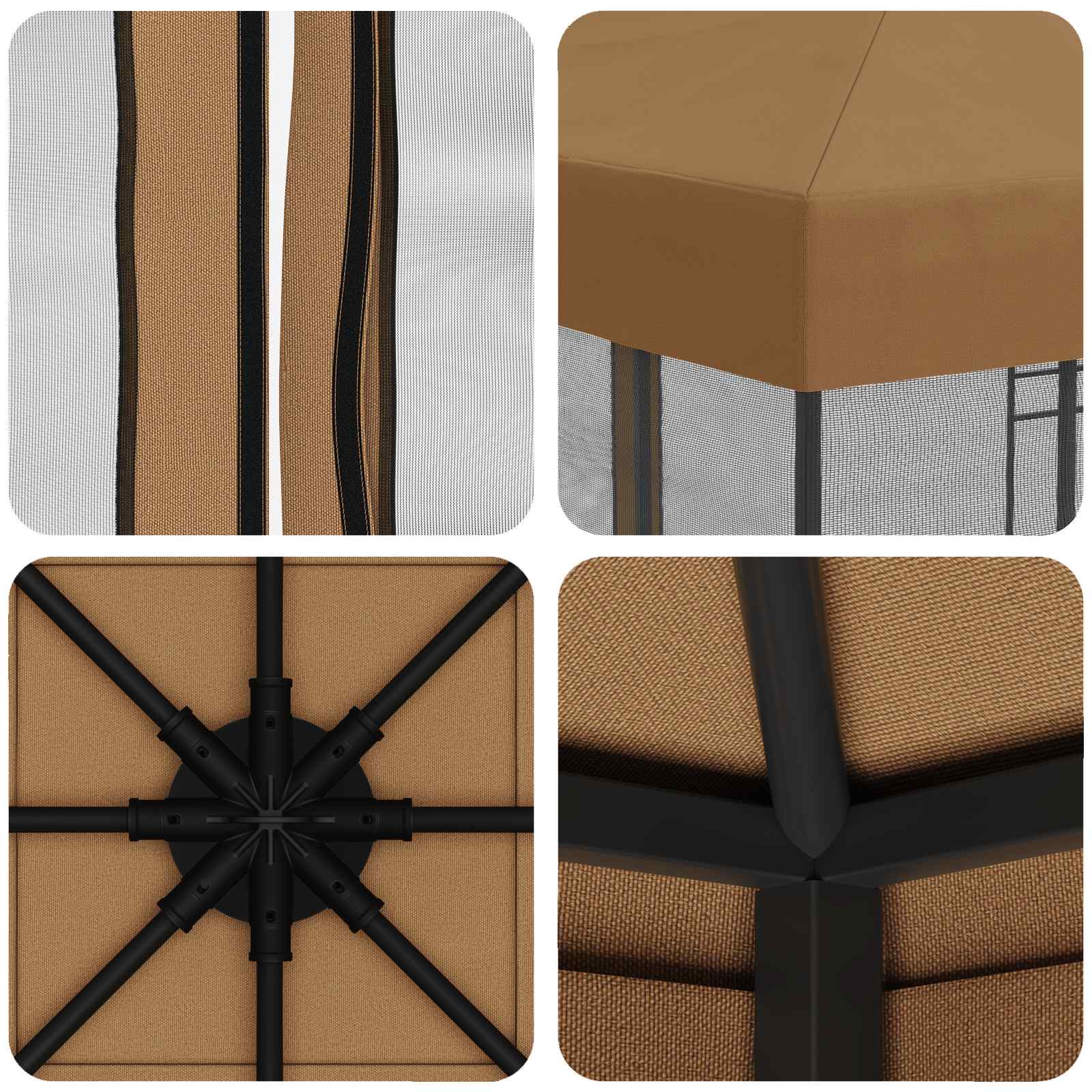 Gazebo Hoes met Zijwanden 6 x 3 m Beige Polyester 190 image 7
