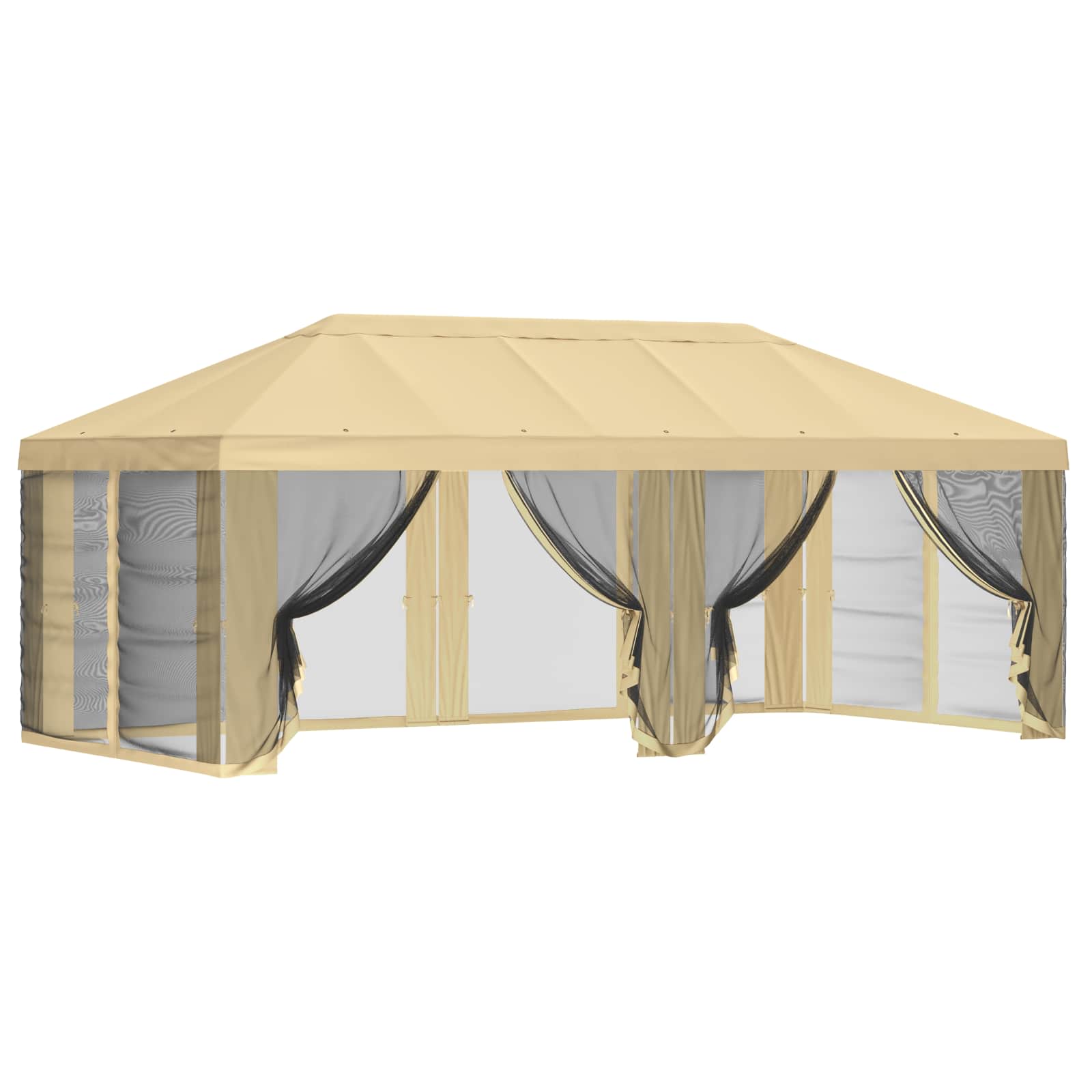 Gazebo Hoes met Zijwanden 6 x 3 m Crèmekleurig Polyester 190 image 2