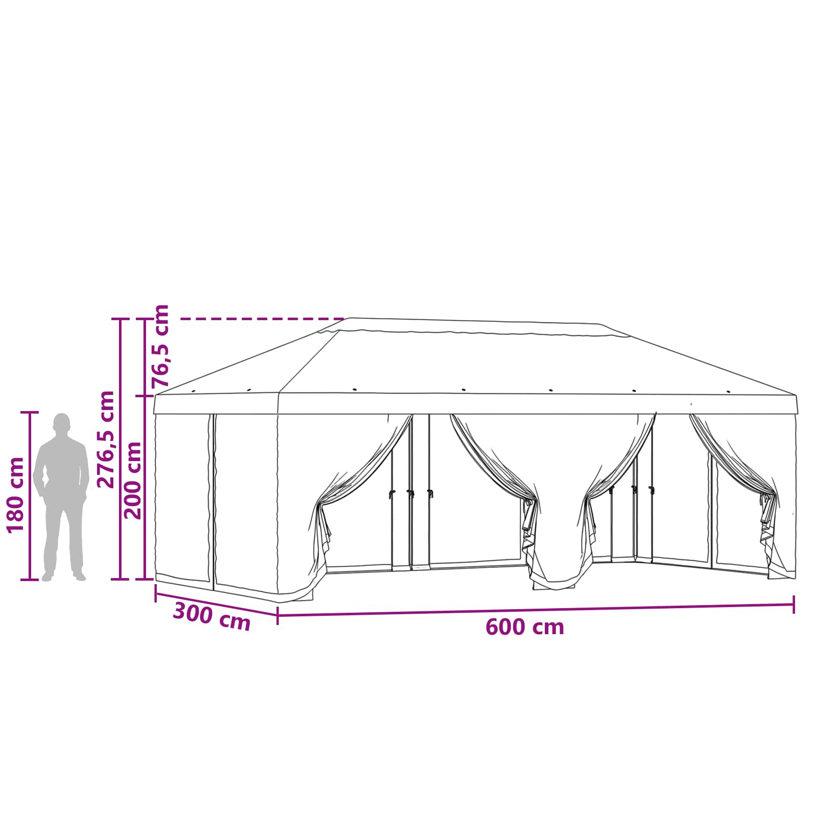 Gazebo Hoes met Zijwanden 6 x 3 m Groen Polyester 190 image 10