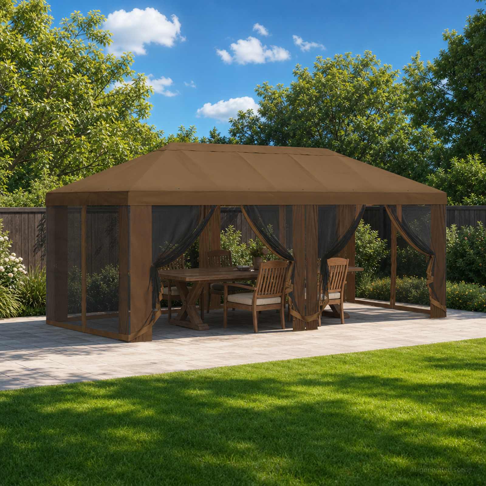 vidaXL Gazebo-peite sivuseinillä 6 x 3 m Taupe Polyesteri 190 gsm