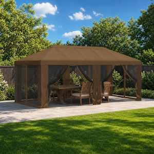 Kryt na altán s bočními stěnami 6 x 3 m Taupe Polyester 190 - obrázek 1