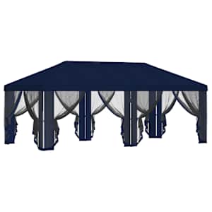 Kryt na altán s bočními stěnami 6 x 3 m Modrá Polyester 190 - obrázek 4