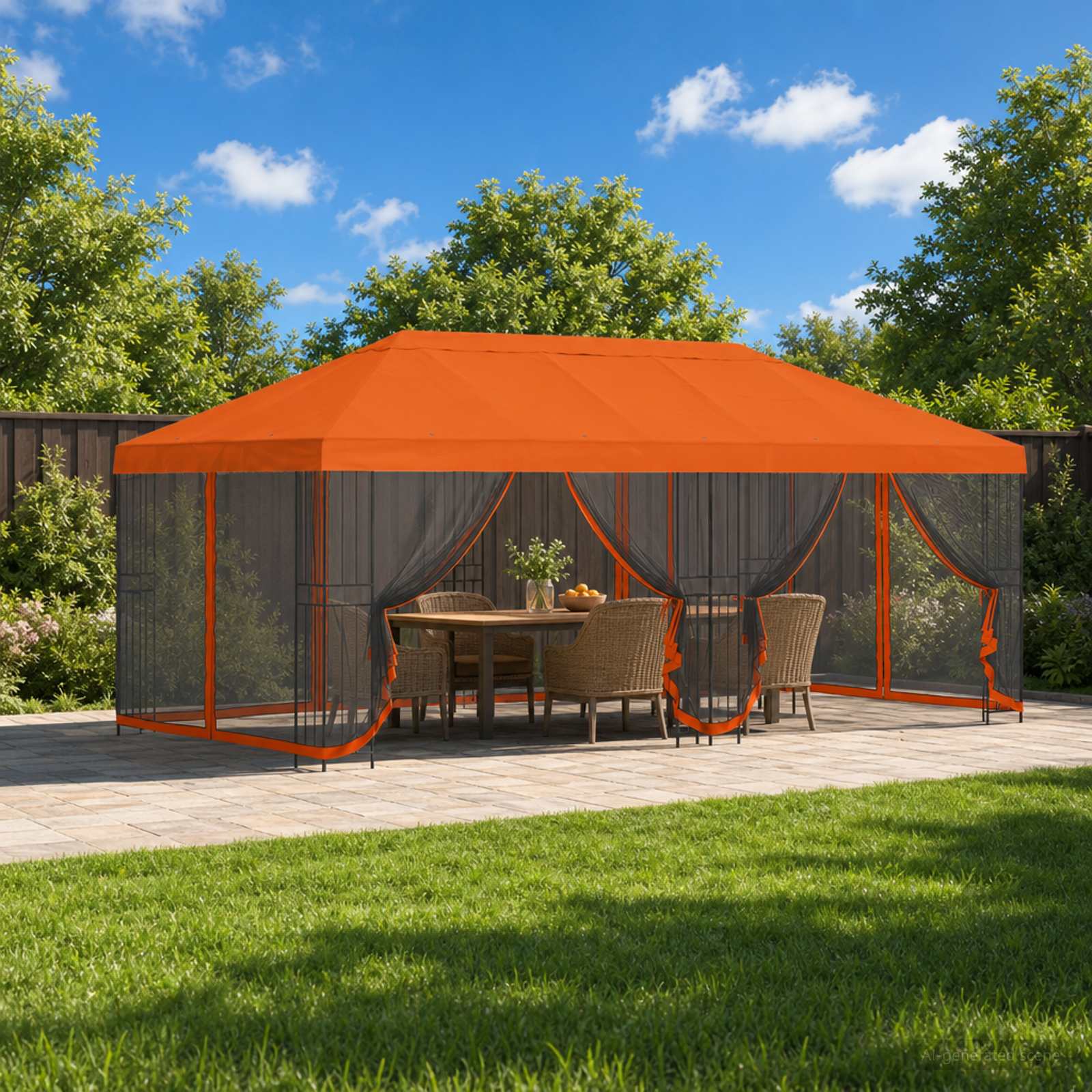 vidaXL Gazebo Cover med sidevægge 6 x 3 m Orange Polyester 190 gsm