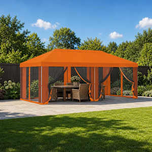 Kryt na altán s bočními stěnami 6 x 3 m Oranžová Polyester 190 - obrázek 1