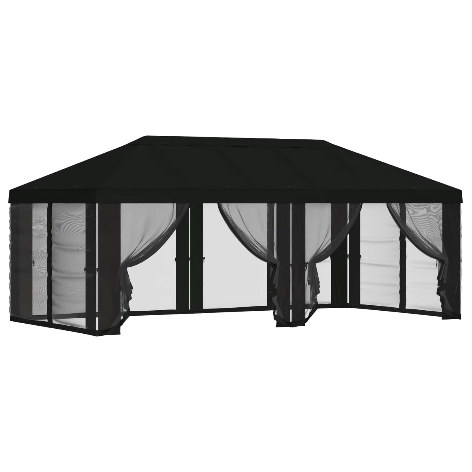 Gazebo Hoes met Zijwanden 6 x 3 m Zwart Polyester 190 image 2
