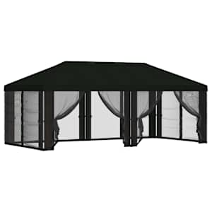Kryt na altán s bočními stěnami 6 x 3 m Černá Polyester 190 - obrázek 2