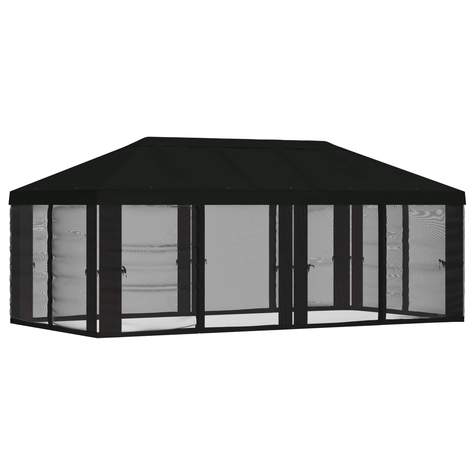 Gazebo Hoes met Zijwanden 6 x 3 m Zwart Polyester 190 image 3