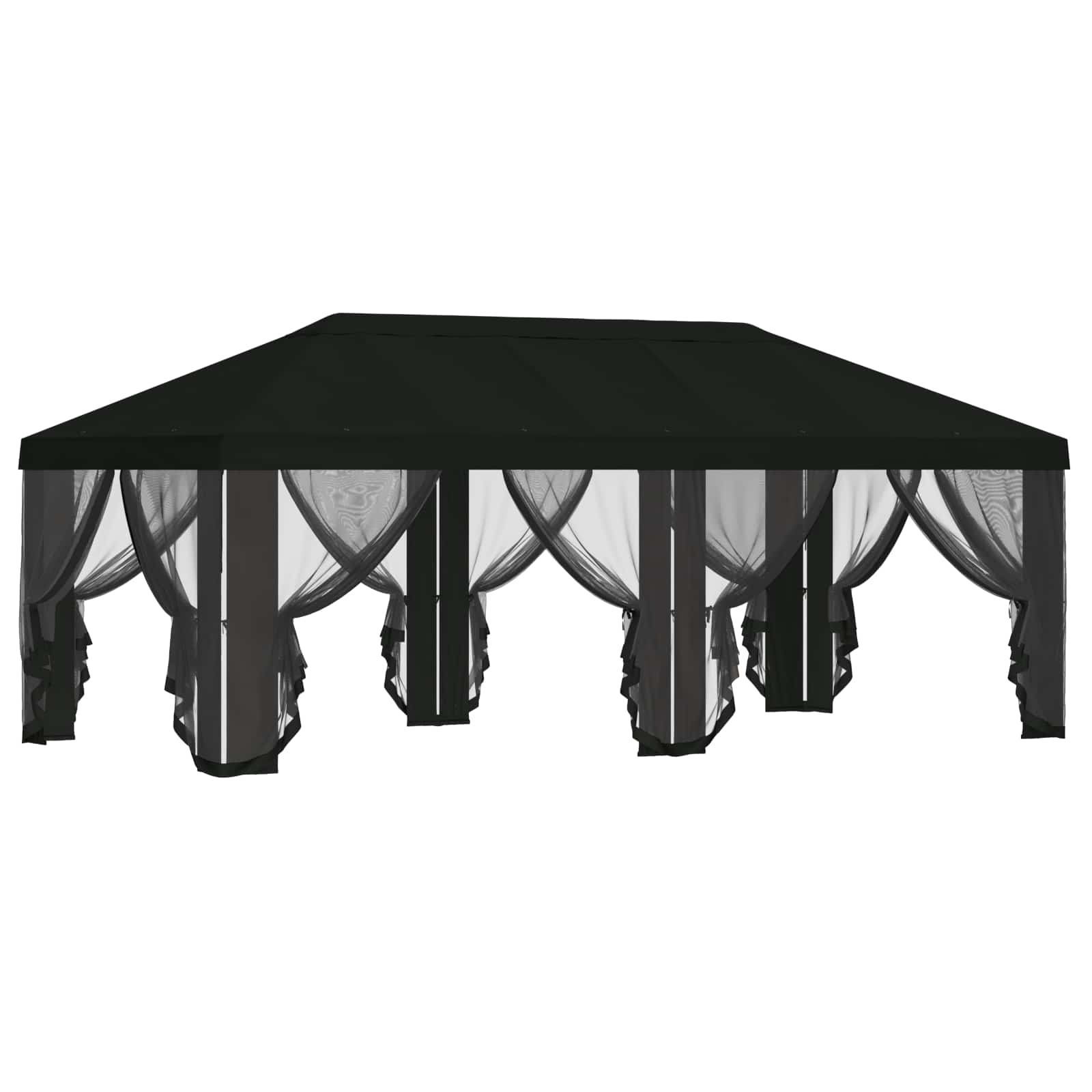 Gazebo Hoes met Zijwanden 6 x 3 m Zwart Polyester 190 image 4