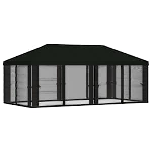 Kryt na altán s bočními stěnami 6 x 3 m Černá Polyester 190 - obrázek 3