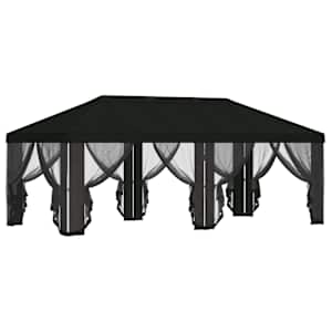 Kryt na altán s bočními stěnami 6 x 3 m Černá Polyester 190 - obrázek 4