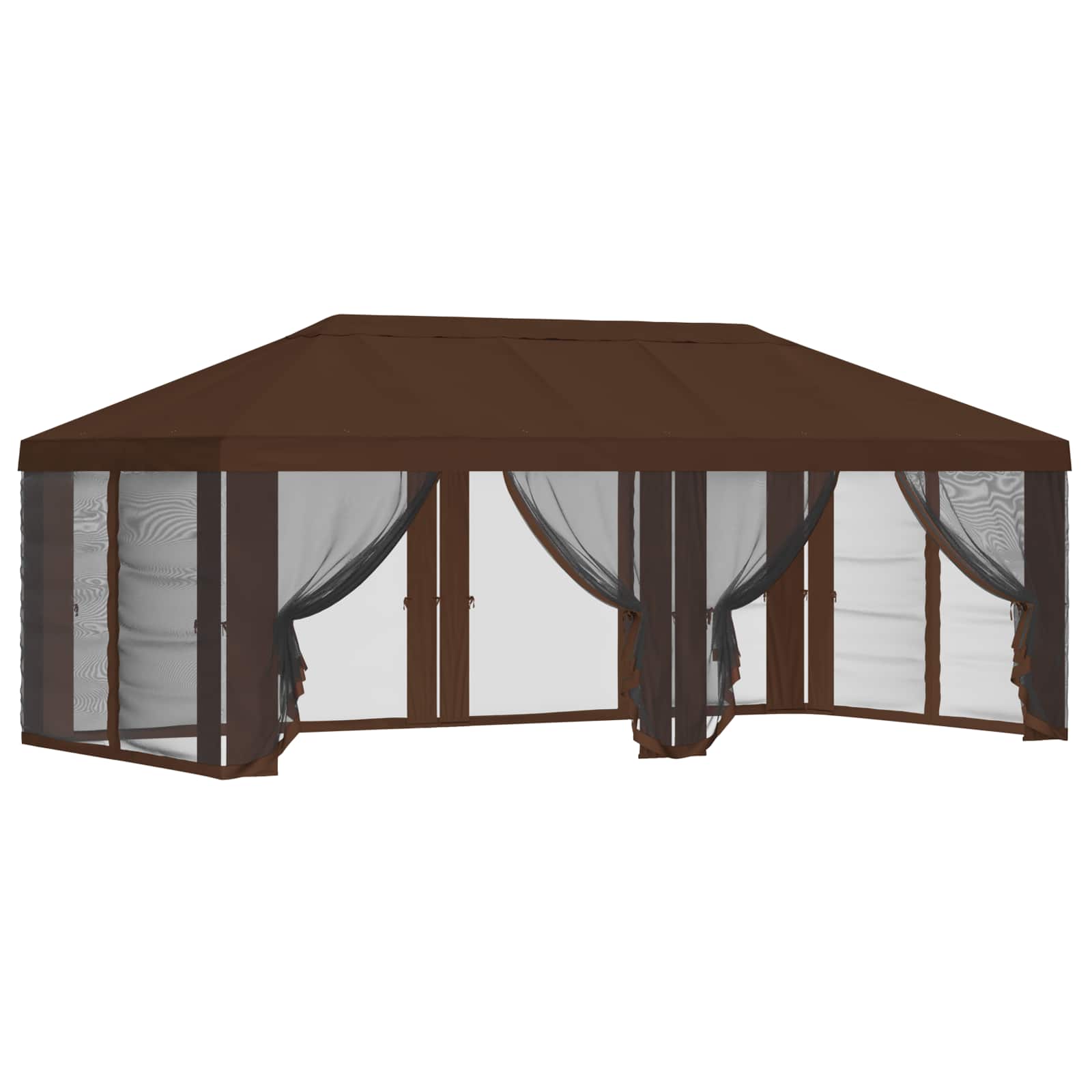 Gazebo Hoes met Zijwanden 6 x 3 m Bruin Polyester 190 image 2