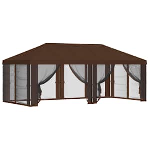 Kryt na altán s bočními stěnami 6 x 3 m Hnědá Polyester 190 - obrázek 2