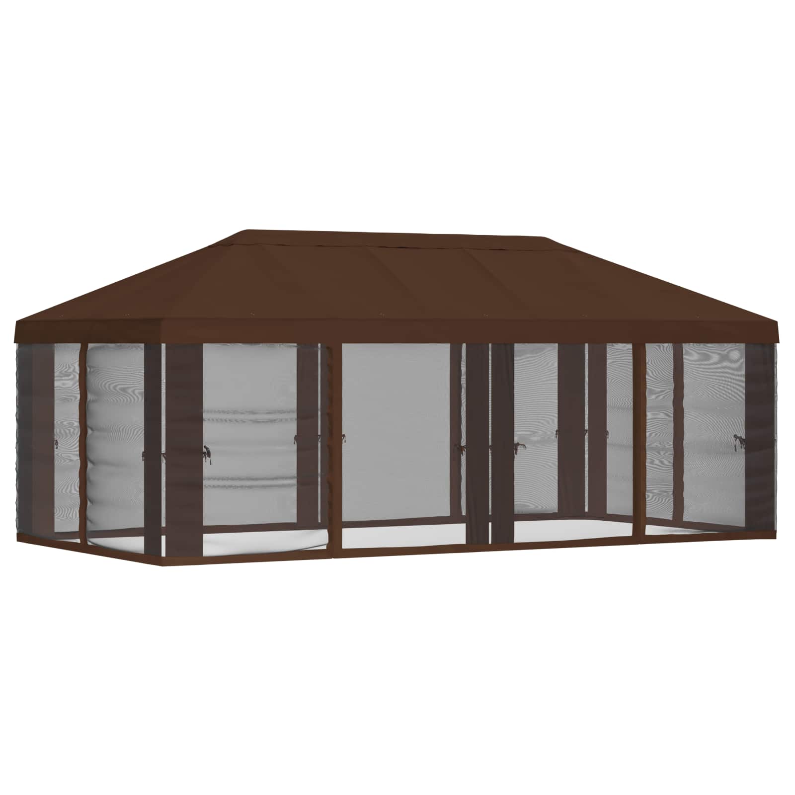 Gazebo Hoes met Zijwanden 6 x 3 m Bruin Polyester 190 image 3