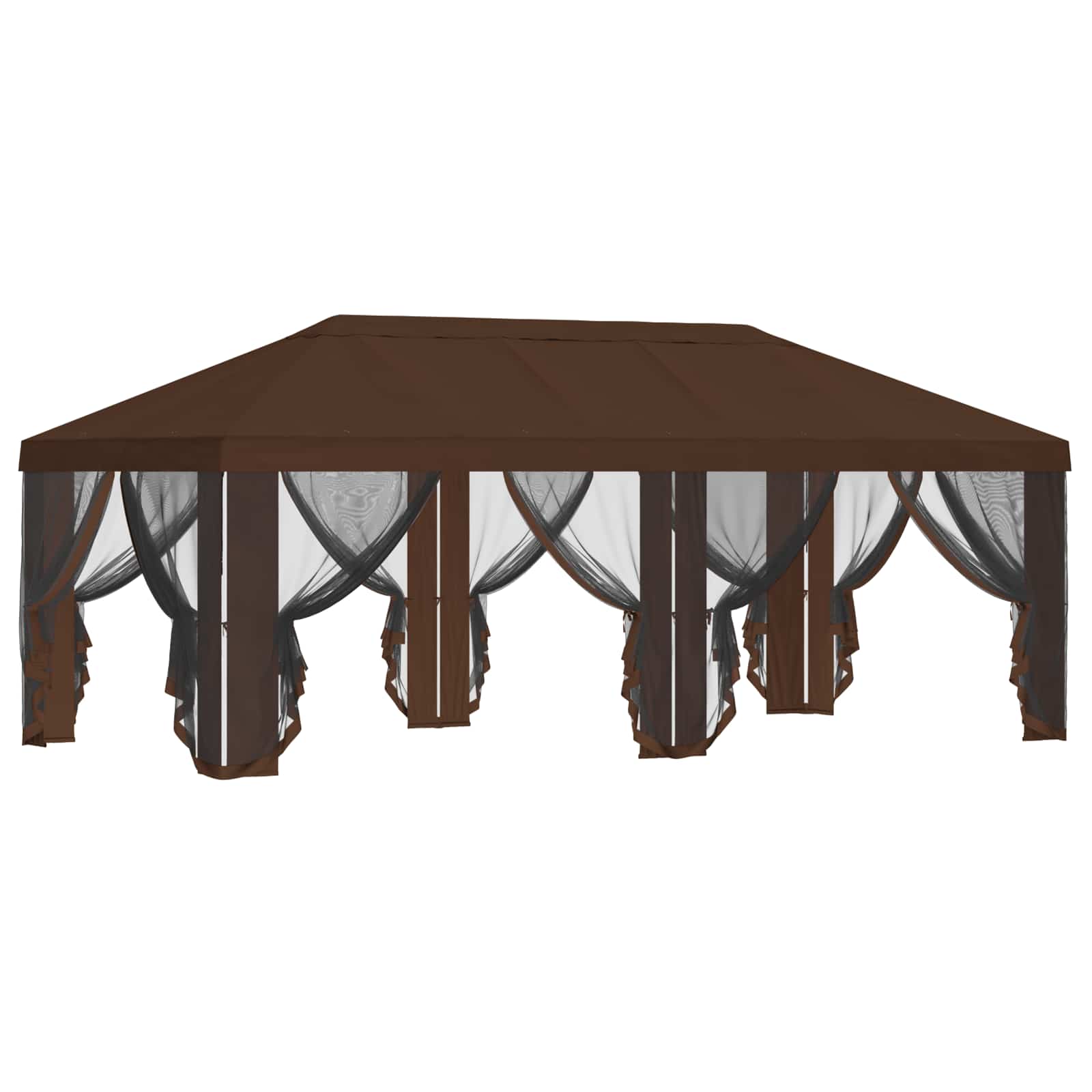 Gazebo Hoes met Zijwanden 6 x 3 m Bruin Polyester 190 image 4