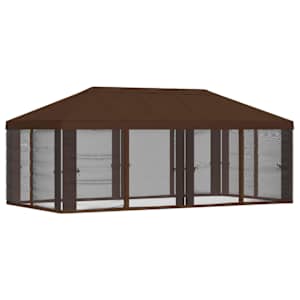 Kryt na altán s bočními stěnami 6 x 3 m Hnědá Polyester 190 - obrázek 3