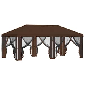 Kryt na altán s bočními stěnami 6 x 3 m Hnědá Polyester 190 - obrázek 4