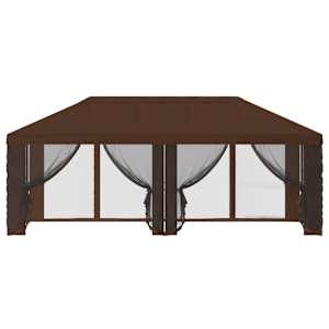 Kryt na altán s bočními stěnami 6 x 3 m Hnědá Polyester 190 - obrázek 5
