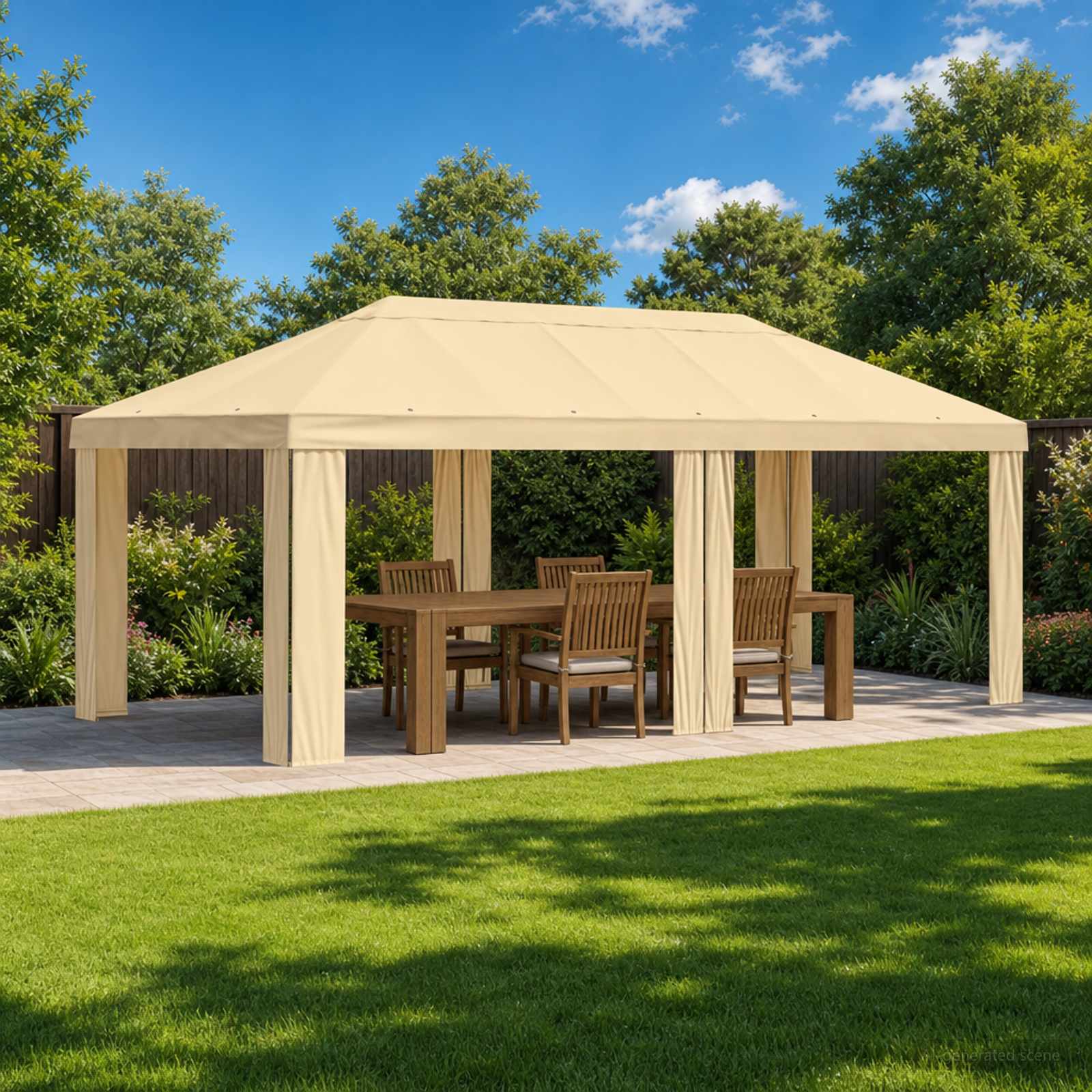 Paviljoenhoes 6 x 3 m Crèmekleurig Polyester 190 gsm image 1
