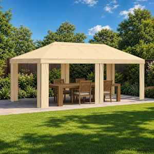 Plachta na altán 6 x 3 m Krémová Polyester 190 gsm - obrázek 1