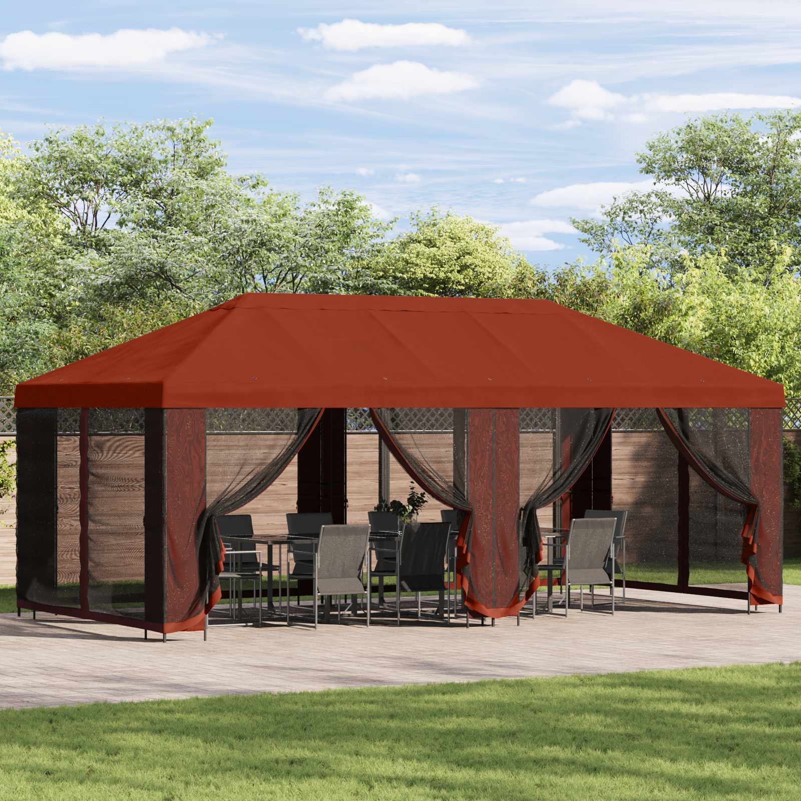 vidaXL Copertină pentru Gazebo 6 x 3 m Terracota Poliester 190