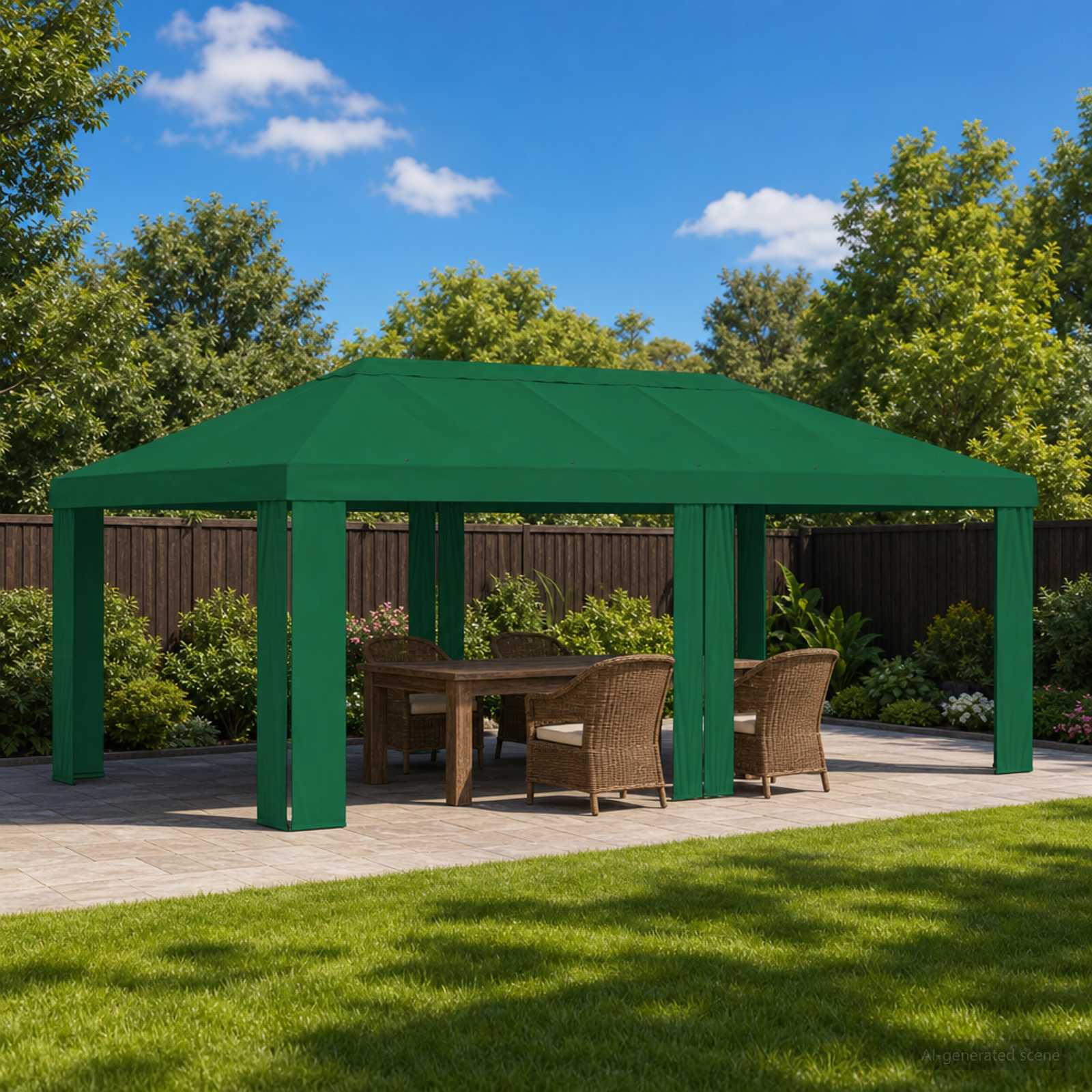 Paviljoenhoes 6 x 3 m Groen Polyester 190 gsm image 1