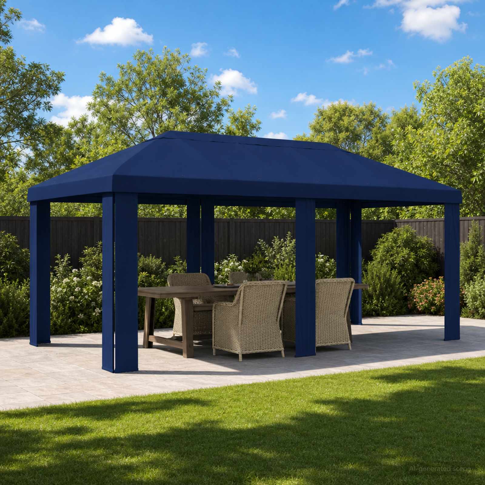 Paviljoenhoes 6 x 3 m Blauw Polyester 190 gsm image 1