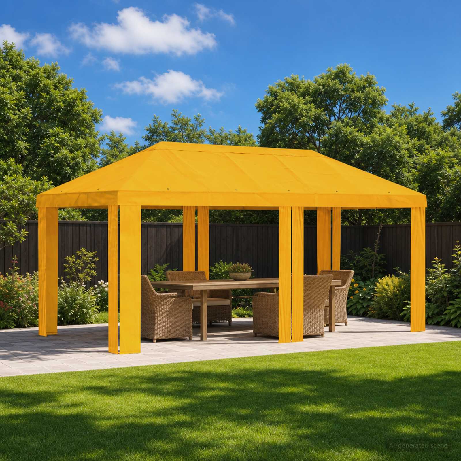 Paviljoenhoes 6 x 3 m Geel Polyester 190 gsm image 1