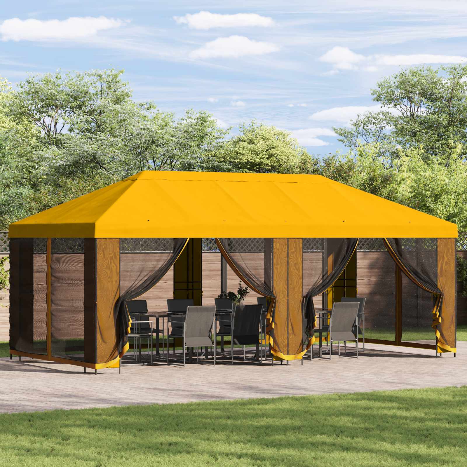 vidaXL Copertină pentru Gazebo 6 x 3 m Galben Poliester 190