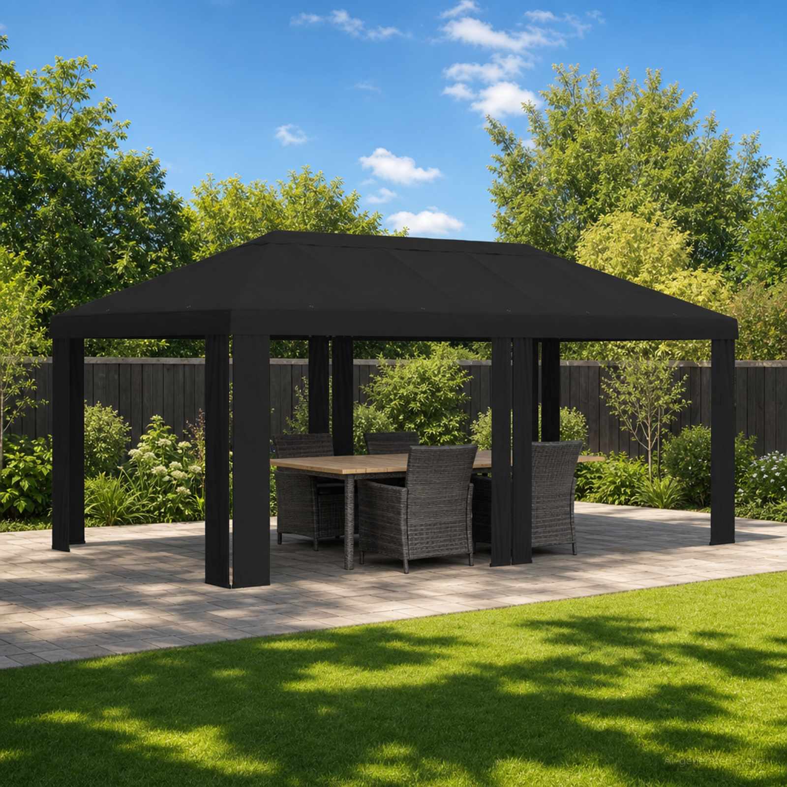 Paviljoenhoes 6 x 3 m Zwart Polyester 190 gsm image 1