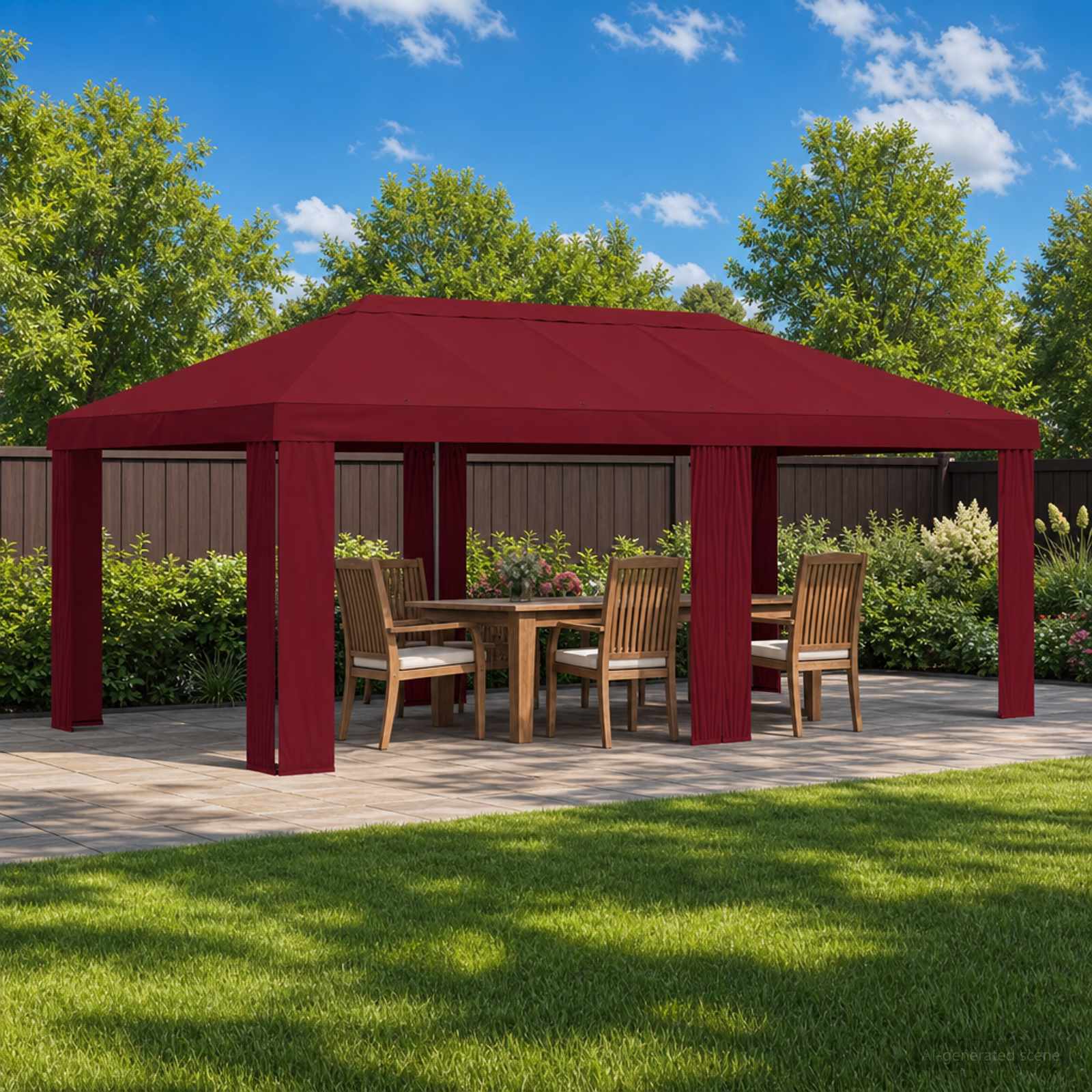 Paviljoenhoes 6 x 3 m Bordeauxrood Polyester 190 gsm image 1
