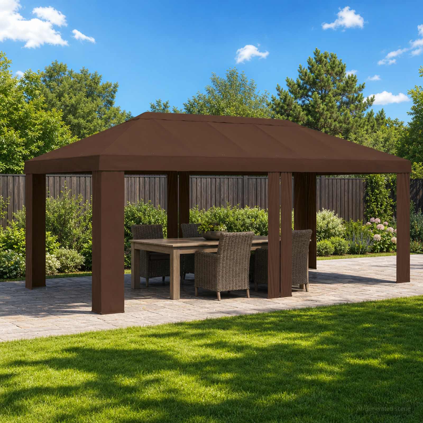 Paviljoenhoes 6 x 3 m Bruin Polyester 190 gsm image 1