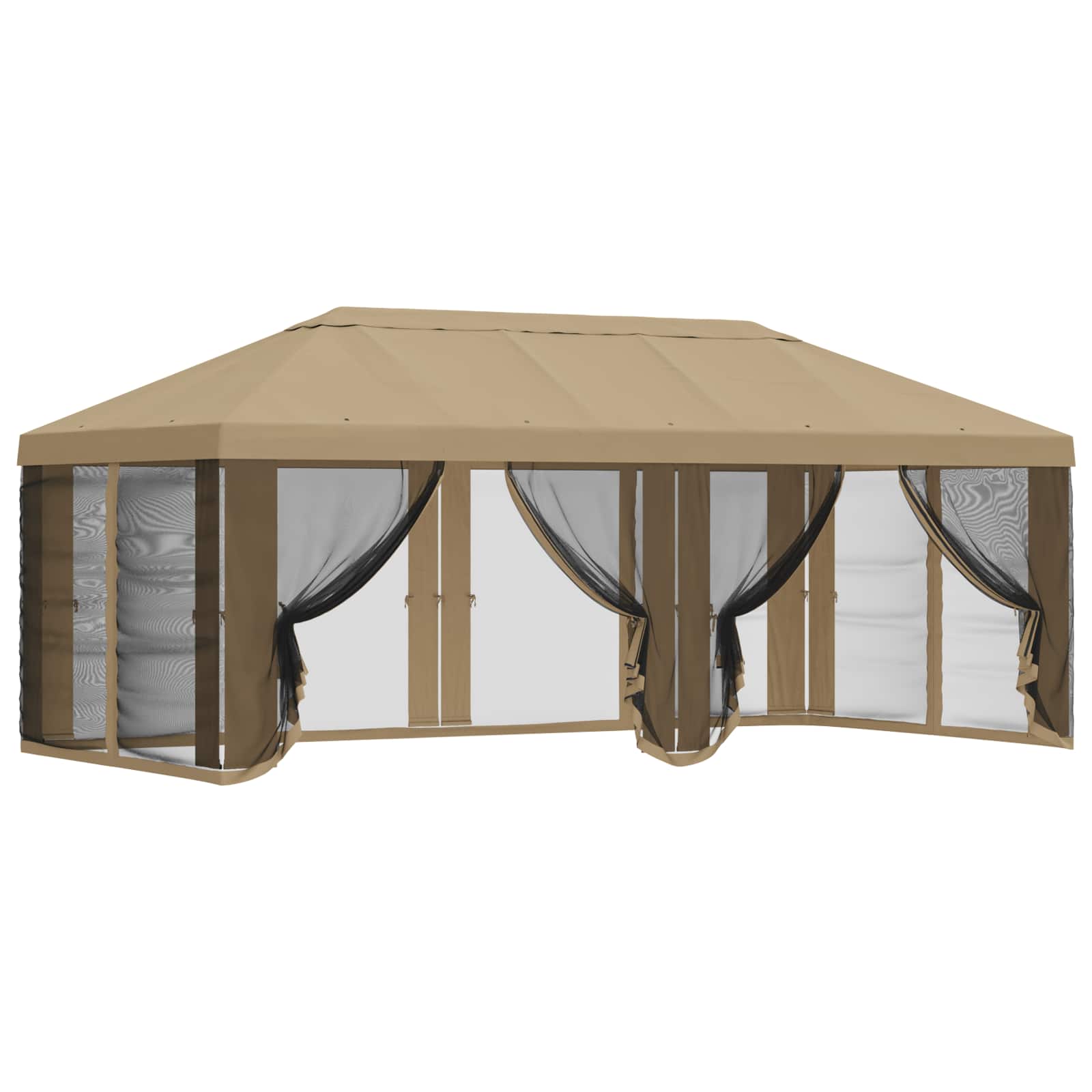 Gazebo Hoes met Zijwanden Beige 600,5 x 300,5 cm Polyester image 2