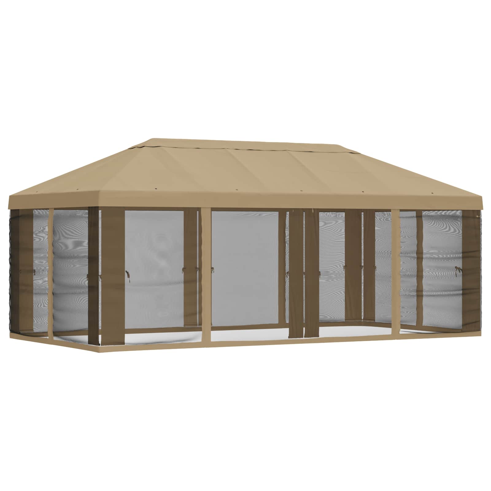 Gazebo Hoes met Zijwanden Beige 600,5 x 300,5 cm Polyester image 3