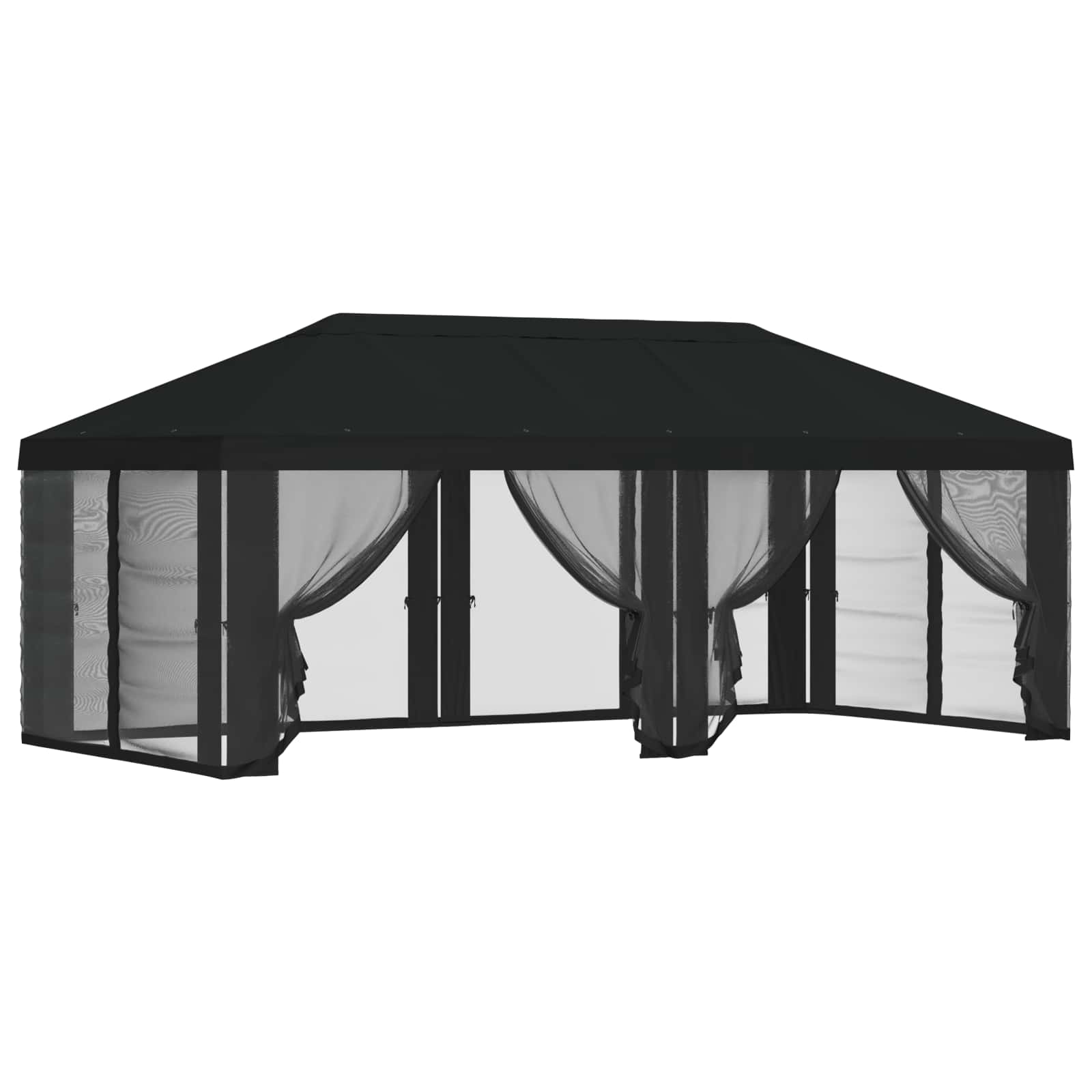 Gazebo Hoes met Zijwanden Zwart 600,5 x 300,5 cm Polyester image 2