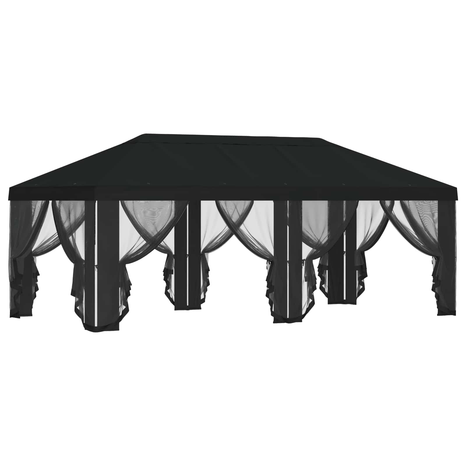 Gazebo Hoes met Zijwanden Zwart 600,5 x 300,5 cm Polyester image 4