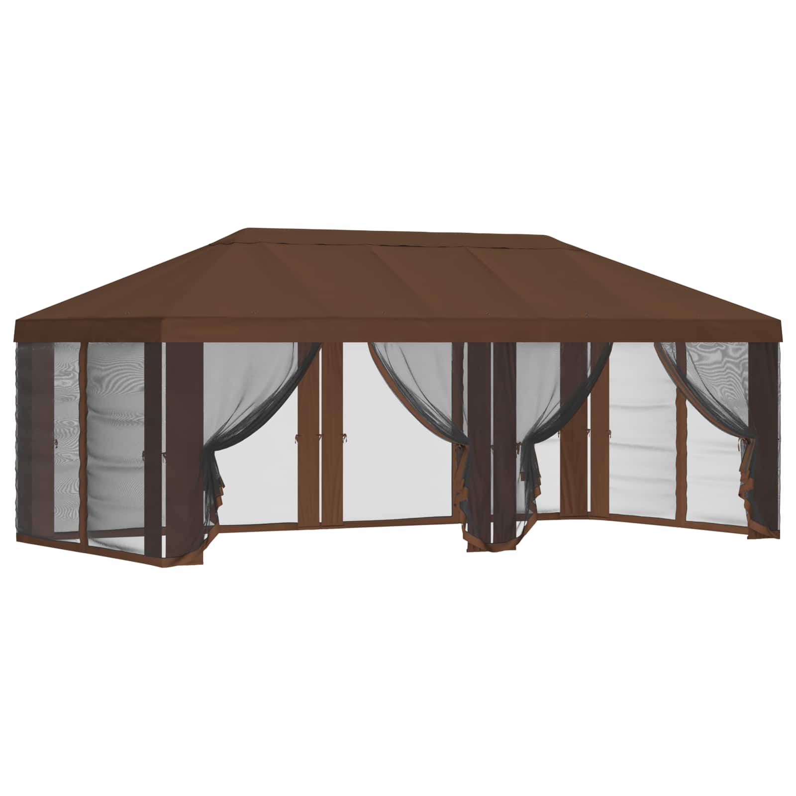 Gazebo Hoes met Zijwanden Bruin 600,5 x 300,5 cm Polyester image 2