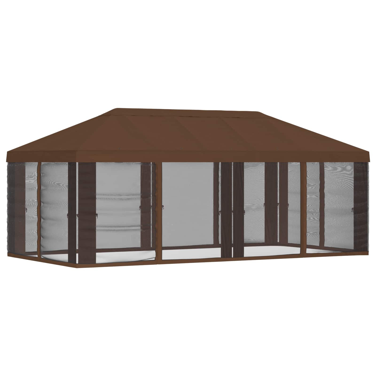 Gazebo Hoes met Zijwanden Bruin 600,5 x 300,5 cm Polyester image 3