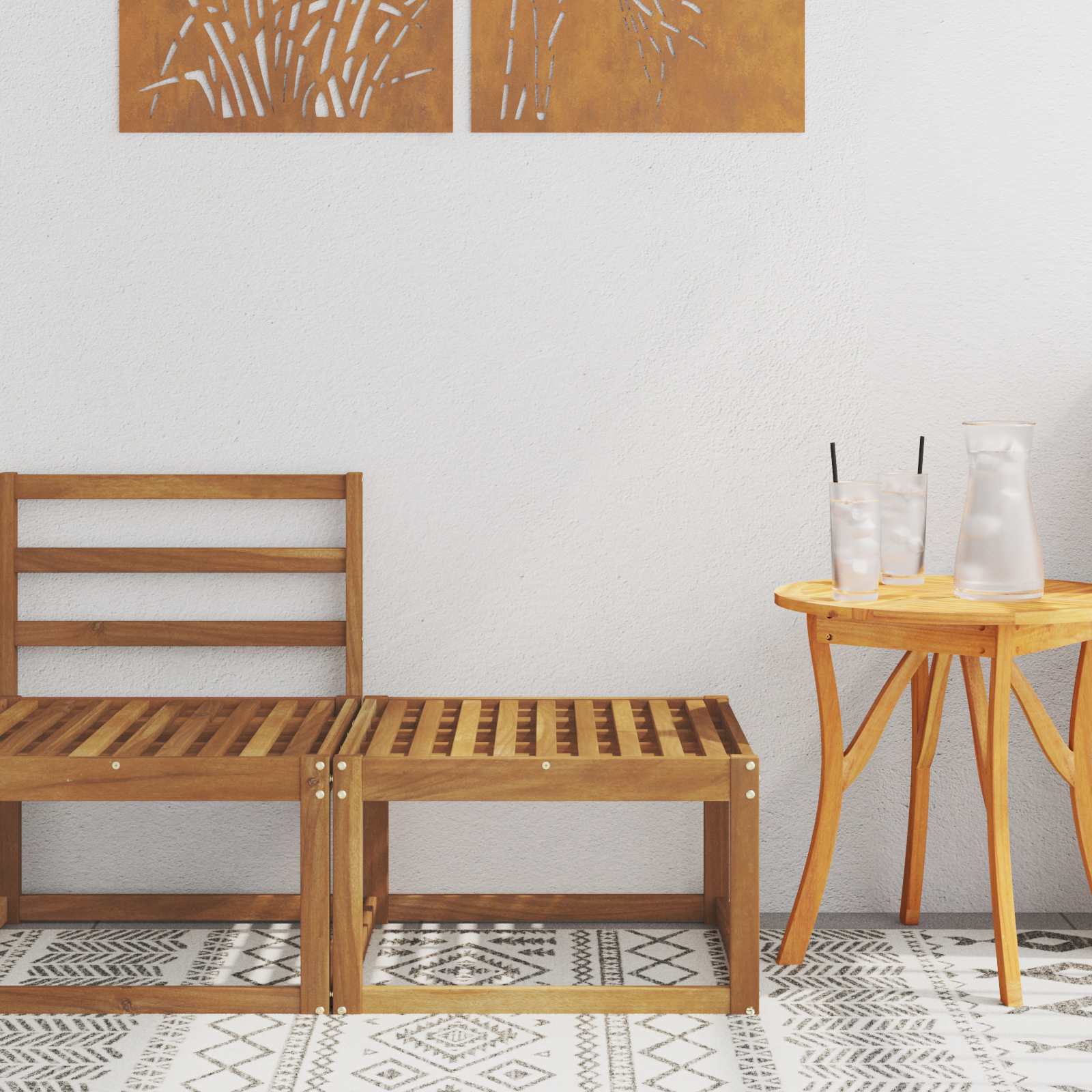 vidaXL Outdoor-Fußhocker Massivholz Akazie Natur 59 x 59 x 37 cm