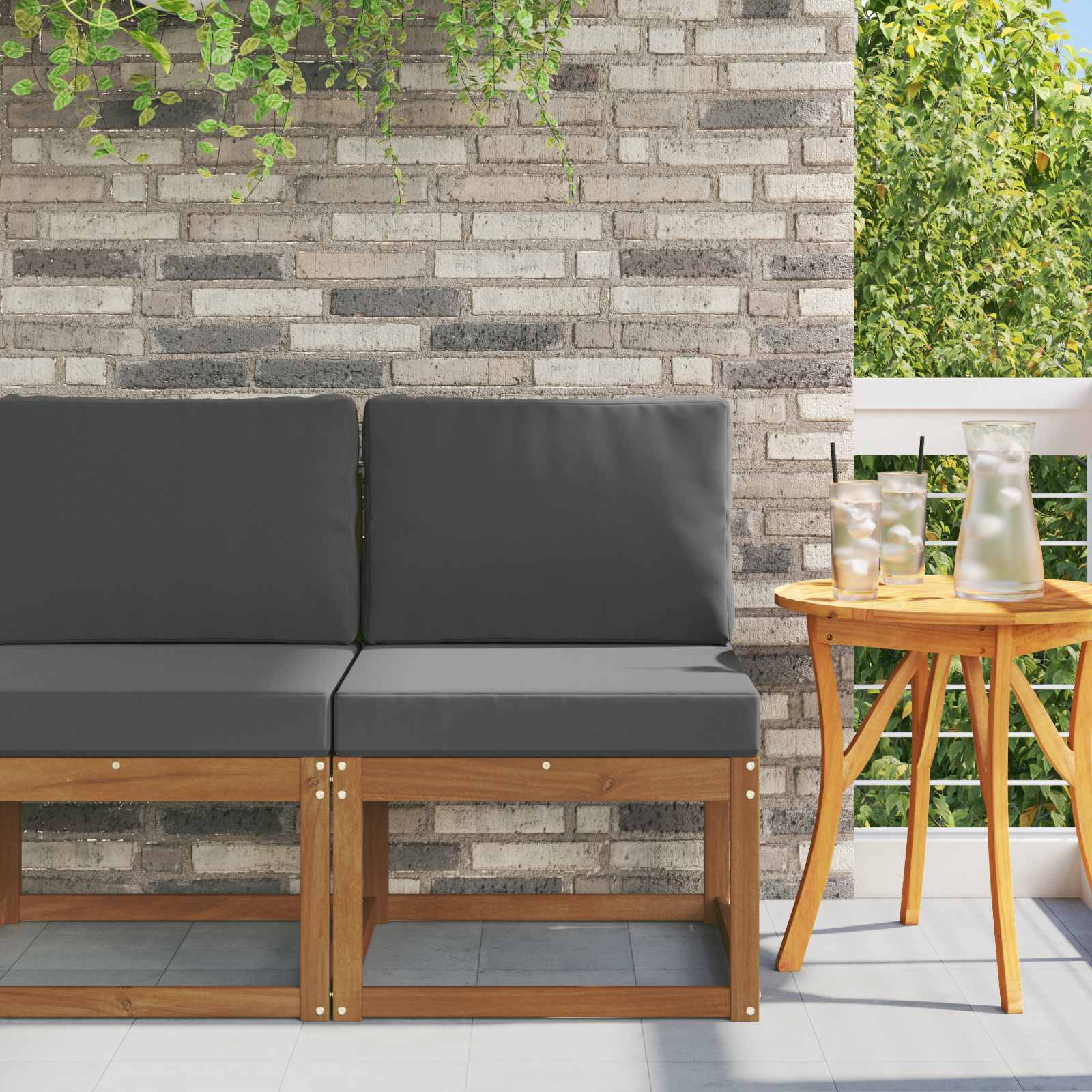vidaXL Canapea Medie pentru Exterior Lemn Solid de Acacia natural