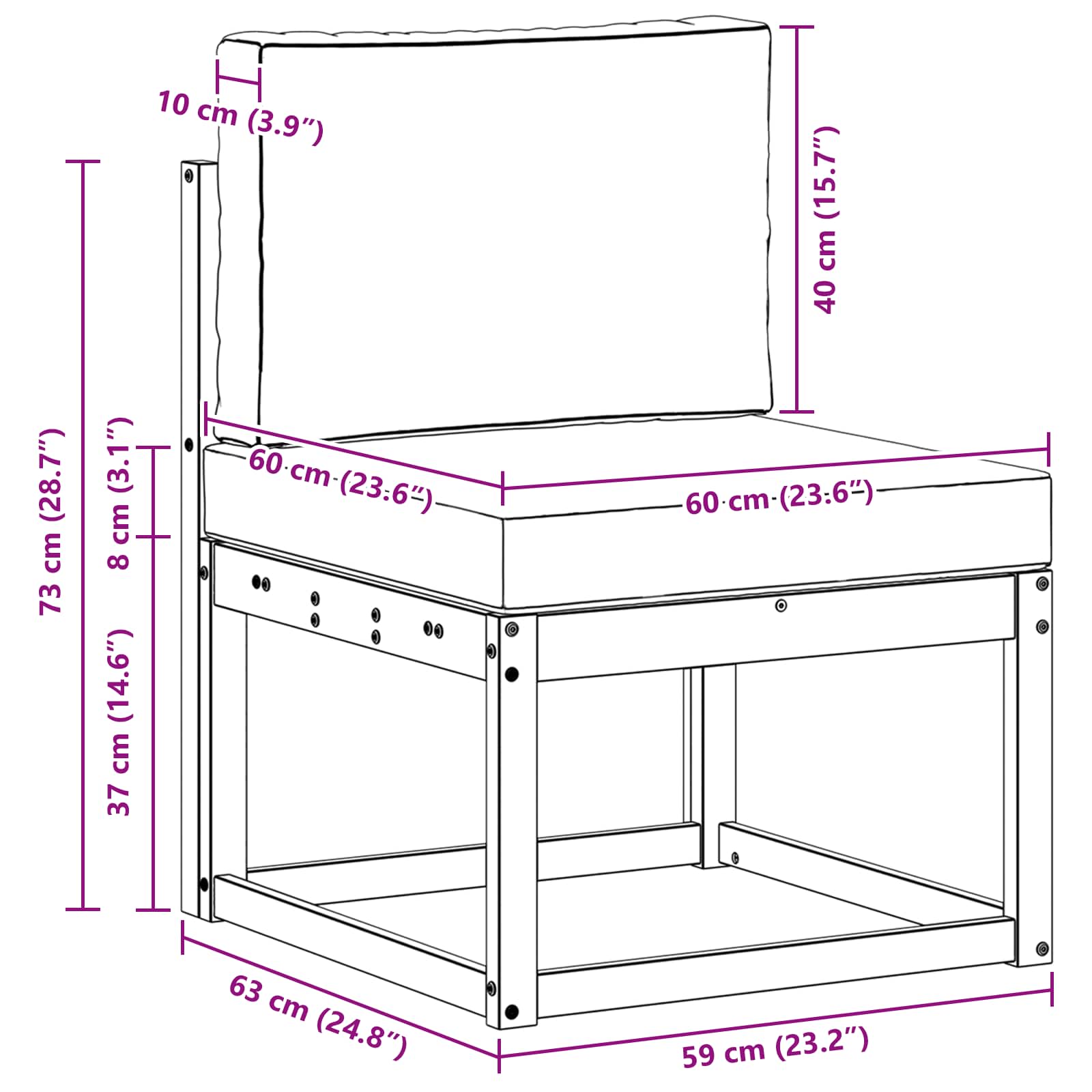 Buiten Midden Sofa Massief Acaciahout Naturel image 7