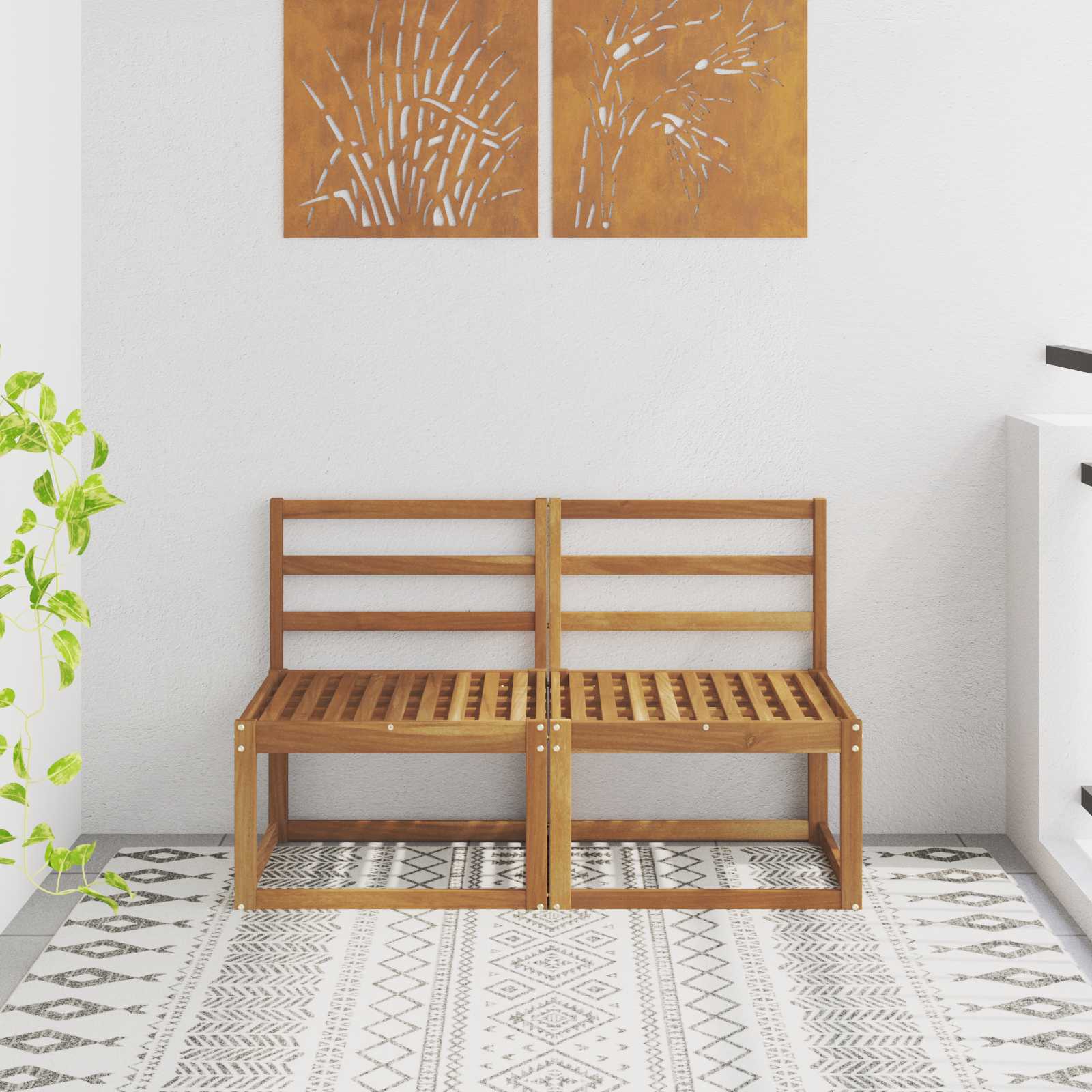 vidaXL 2 Bucată Canapea Medie pentru Exterior Lemn Solid de Acacia