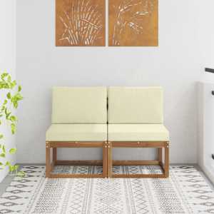 2 Kos Srednji zunanji kavč Masiven les akacije Naravna