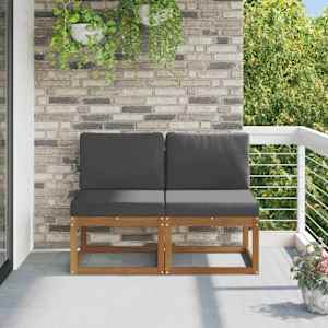 2 Kos Srednji zunanji kavč Masiven les akacije Naravna